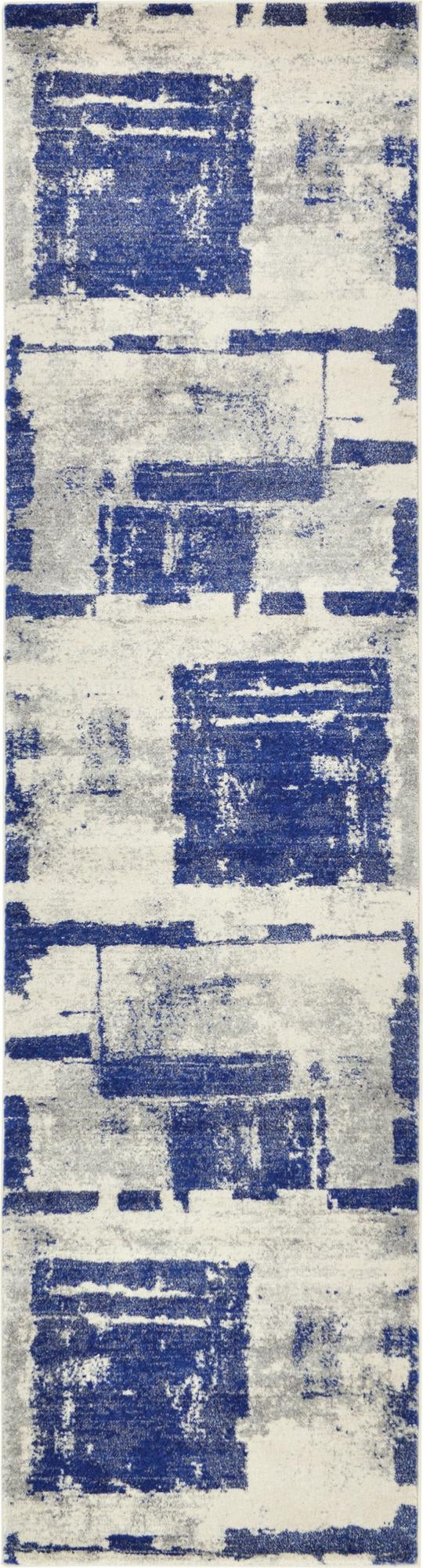 2' 7 x 10' Tisdale · Abstract geometric rug, navy and ivory