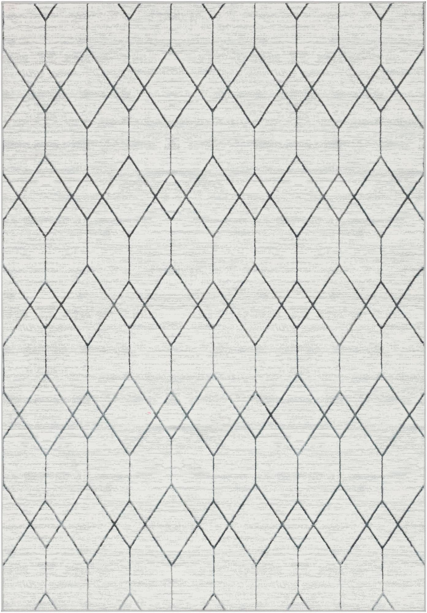 7' x 10' Thatcher · Diamond rug, white
