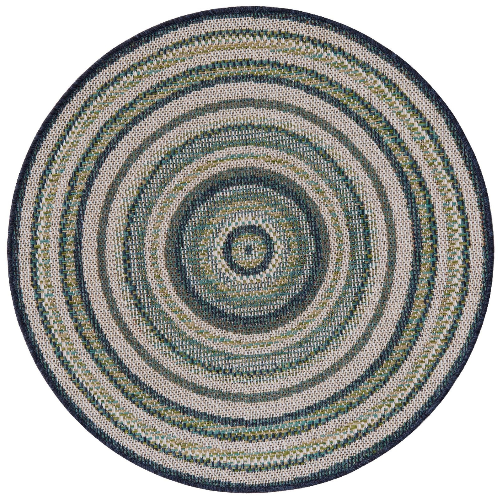 3' 3 x 3' 3 Charlevoix · Striped Outdoor Rug, blue