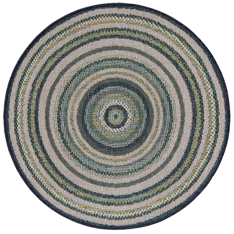 Charlevoix · Striped Outdoor Rug, blue