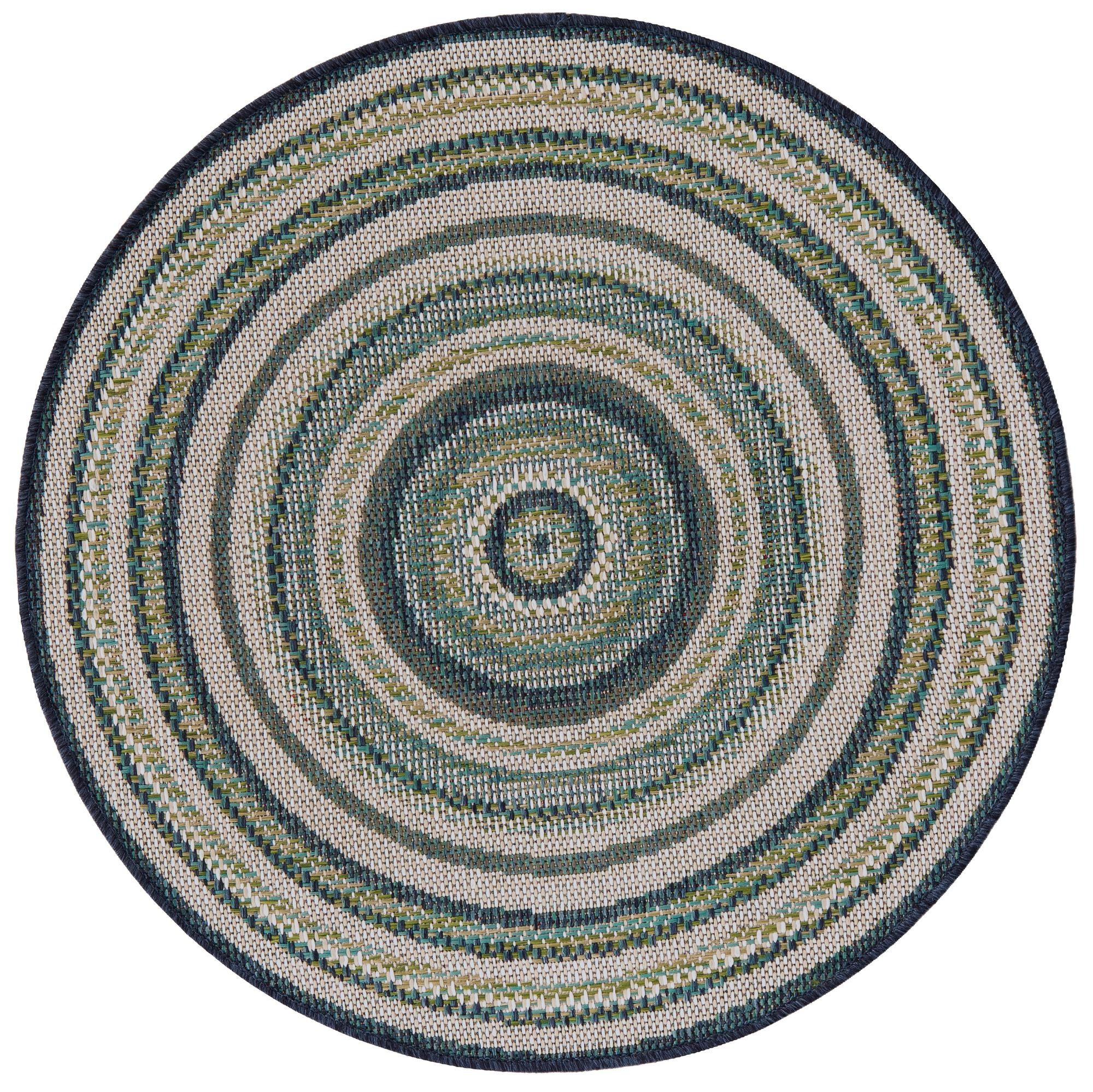 3' 3 x 3' 3 Charlevoix · Striped Outdoor Rug, blue