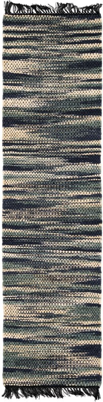 2' 7 x 10' Barrett · Striped rug, green and ivory