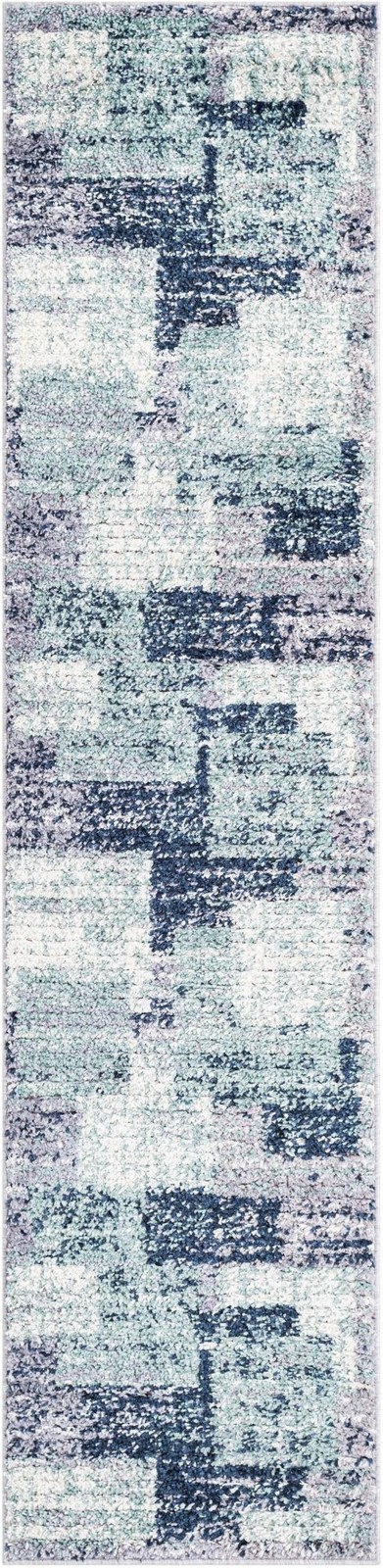 2' x 8' Hartigan · Abstract rug, navy, blue and ivory