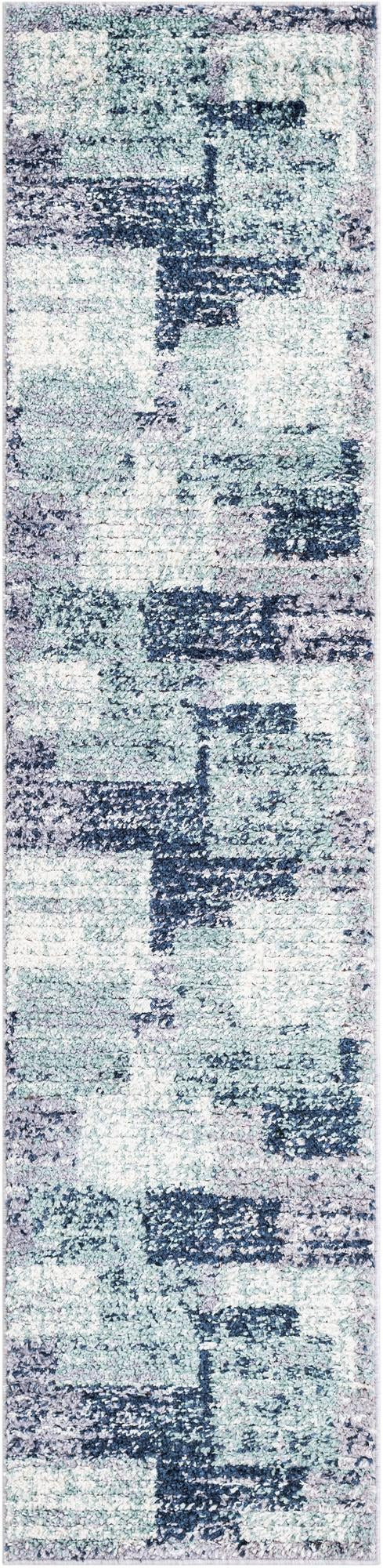 2' x 8' Hartigan · Abstract rug, navy, blue and ivory