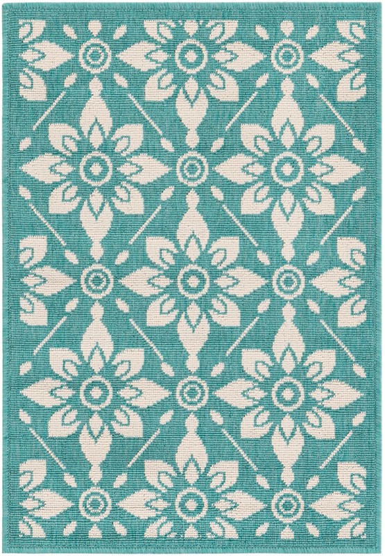 2' x 3' Selwyn · Floral / botanical Outdoor Rug, teal