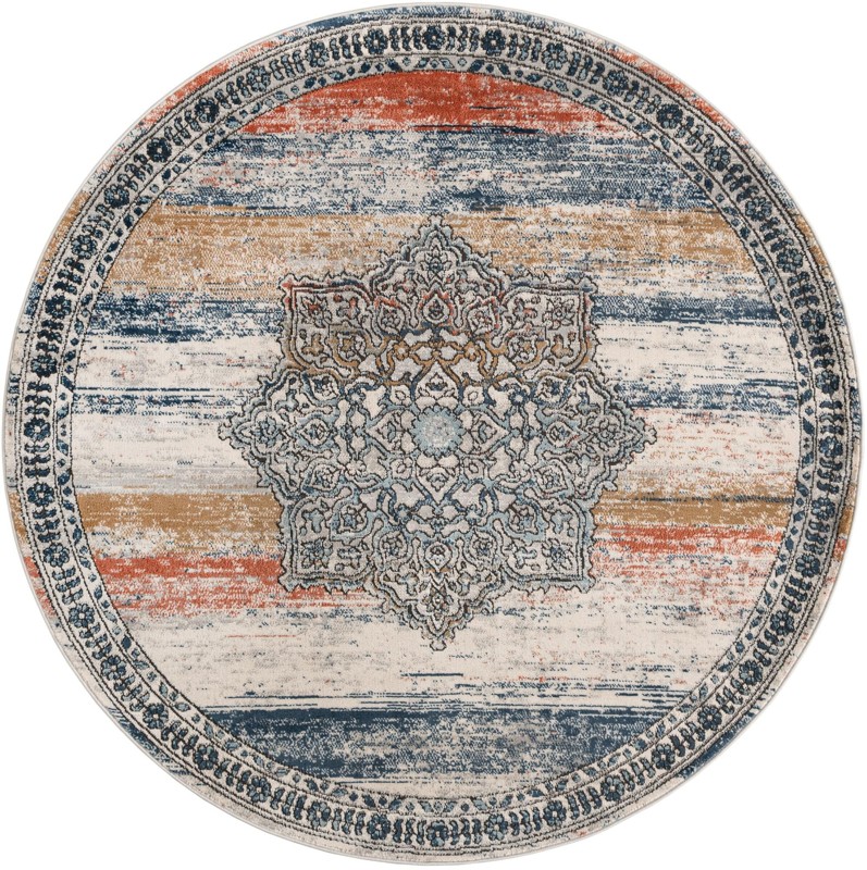 6' x 6' Wade · Border rug, multi