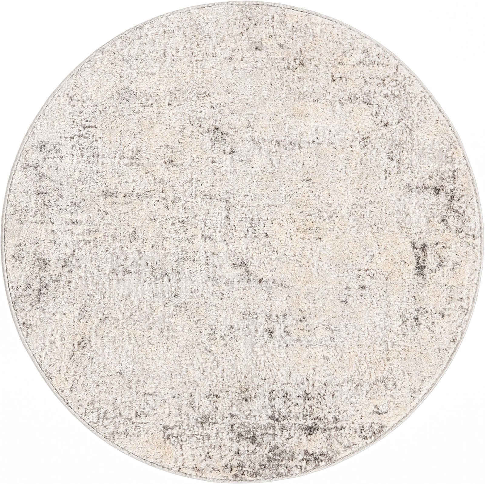 3' 3 x 3' 3 Stanton · Abstract rug, silver and ivory