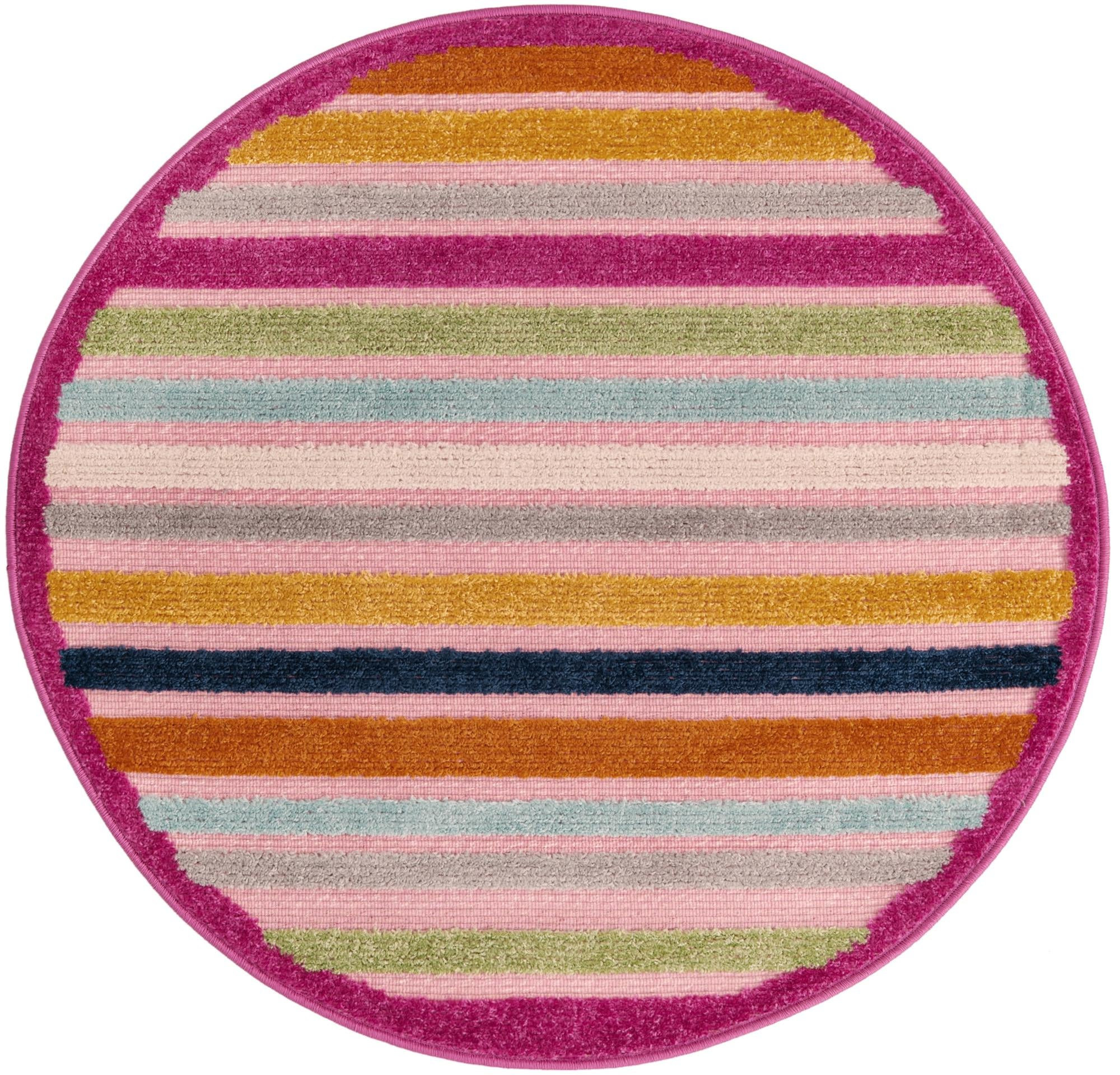 3' 3 x 3' 3 Wesley · Border Outdoor Rug, pink
