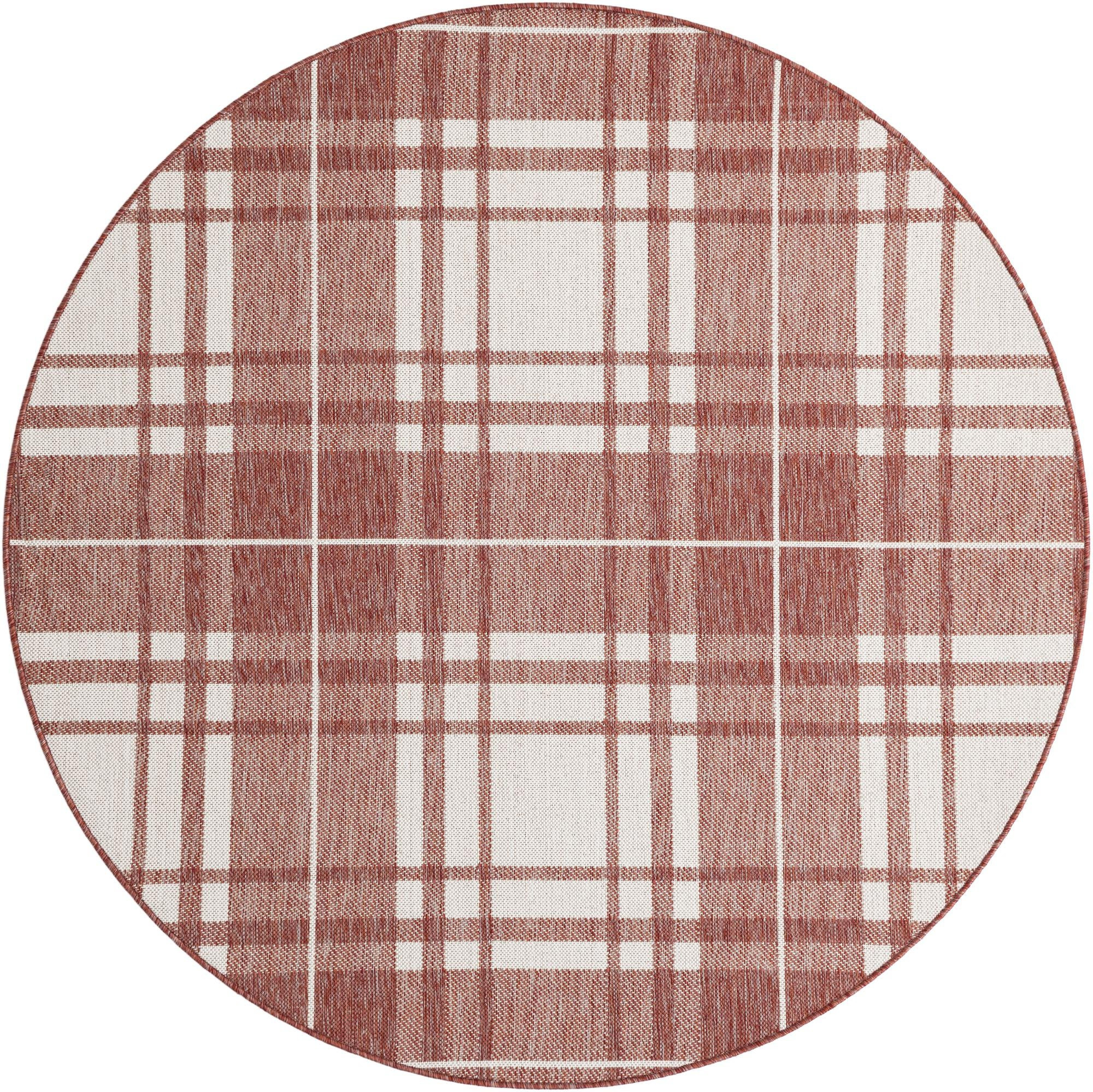 6' x 6' Maguire · Plaid Outdoor Rug, red
