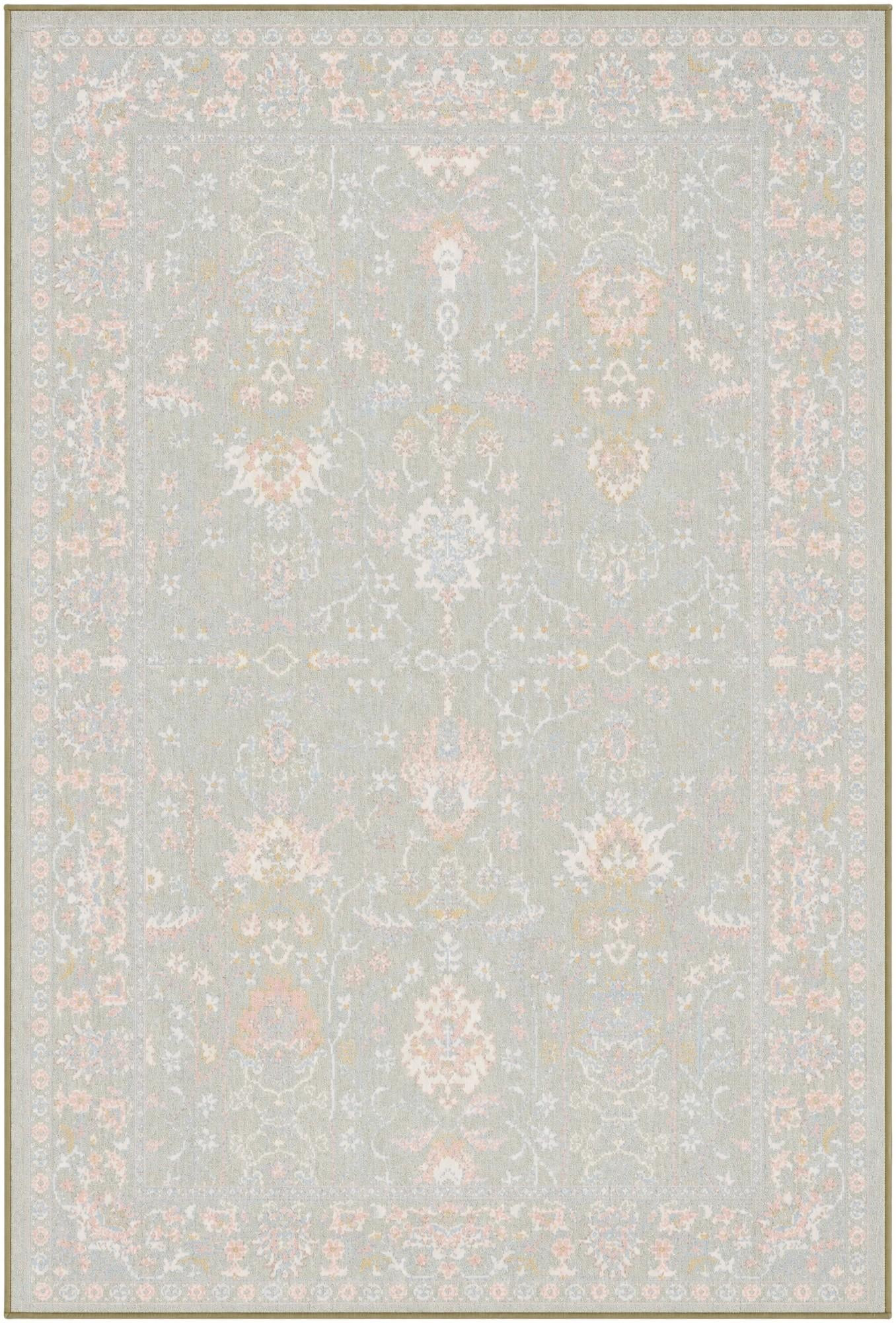 4' x 6' Sandys · Border Washable Rug, light green