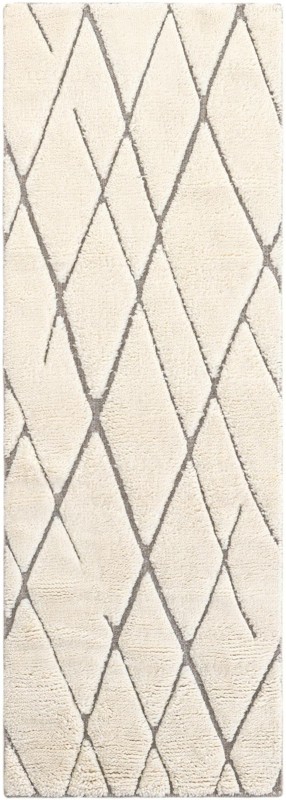 Geary · Diamond lattice Wool Shag Rug, ivory and gray