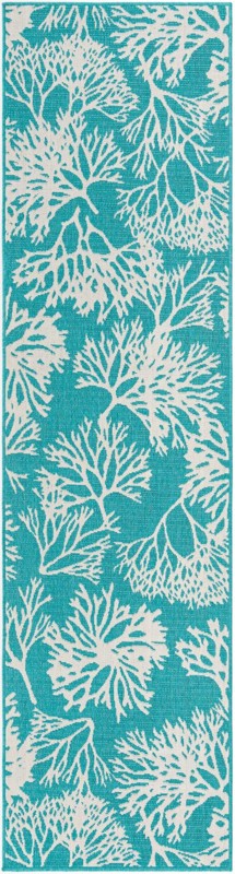 2' 7 x 10' Dartmouth · Floral / botanical Outdoor Rug, teal