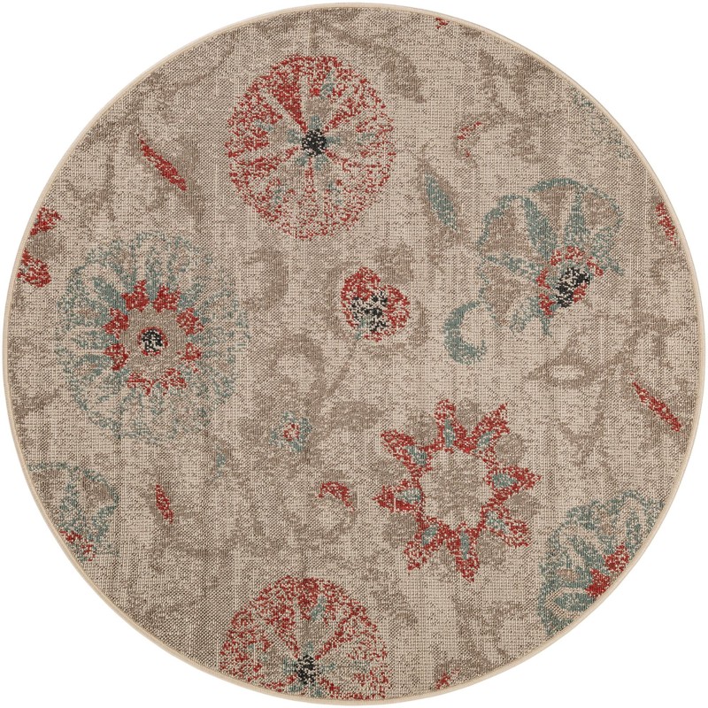 5' x 5' Lofton · Floral / botanical Outdoor Rug, beige