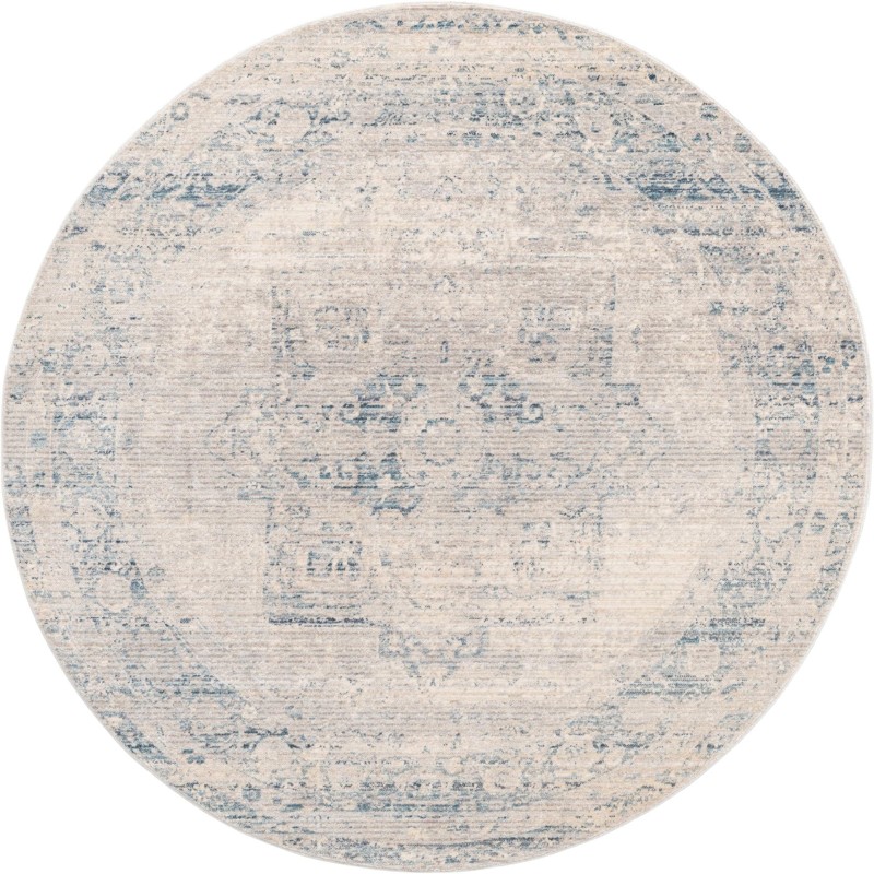 5' x 5' Benson · Medallion rug, gray and navy