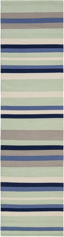2' 7 x 10' Wortham · Striped rug, aqua blue and gray
