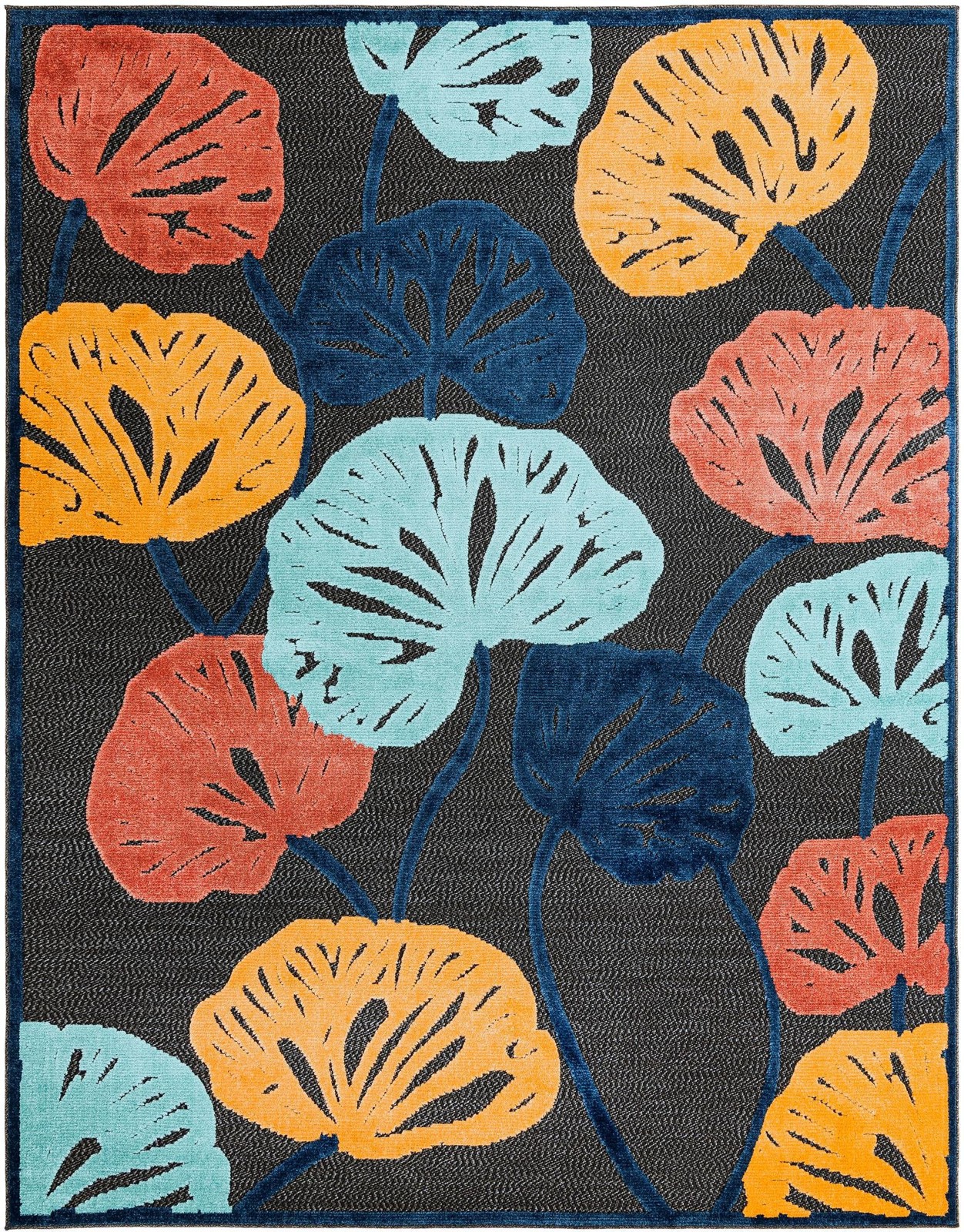 7' 10 x 10' Slade · Floral / botanical Outdoor Rug, charcoal