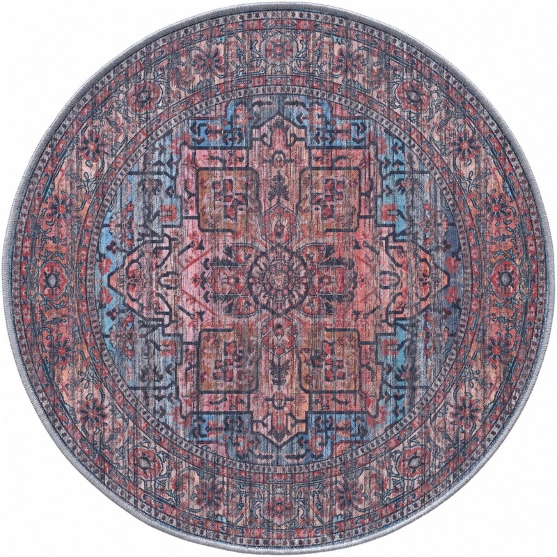Sawyer · Medallion rug, rust and blue
