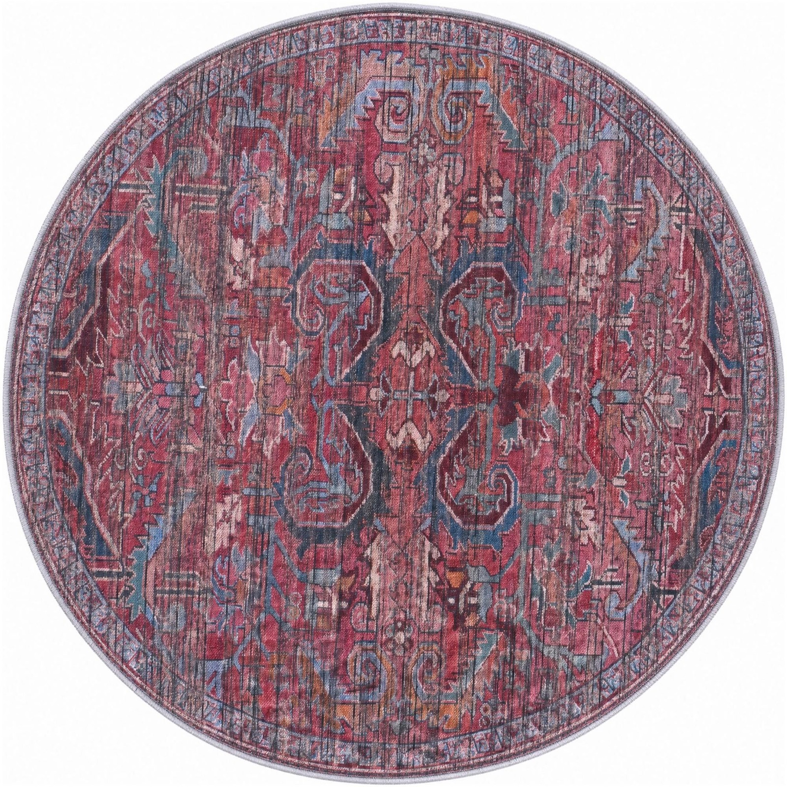 4' x 4' Alcove · Medallion rug, rust and blue