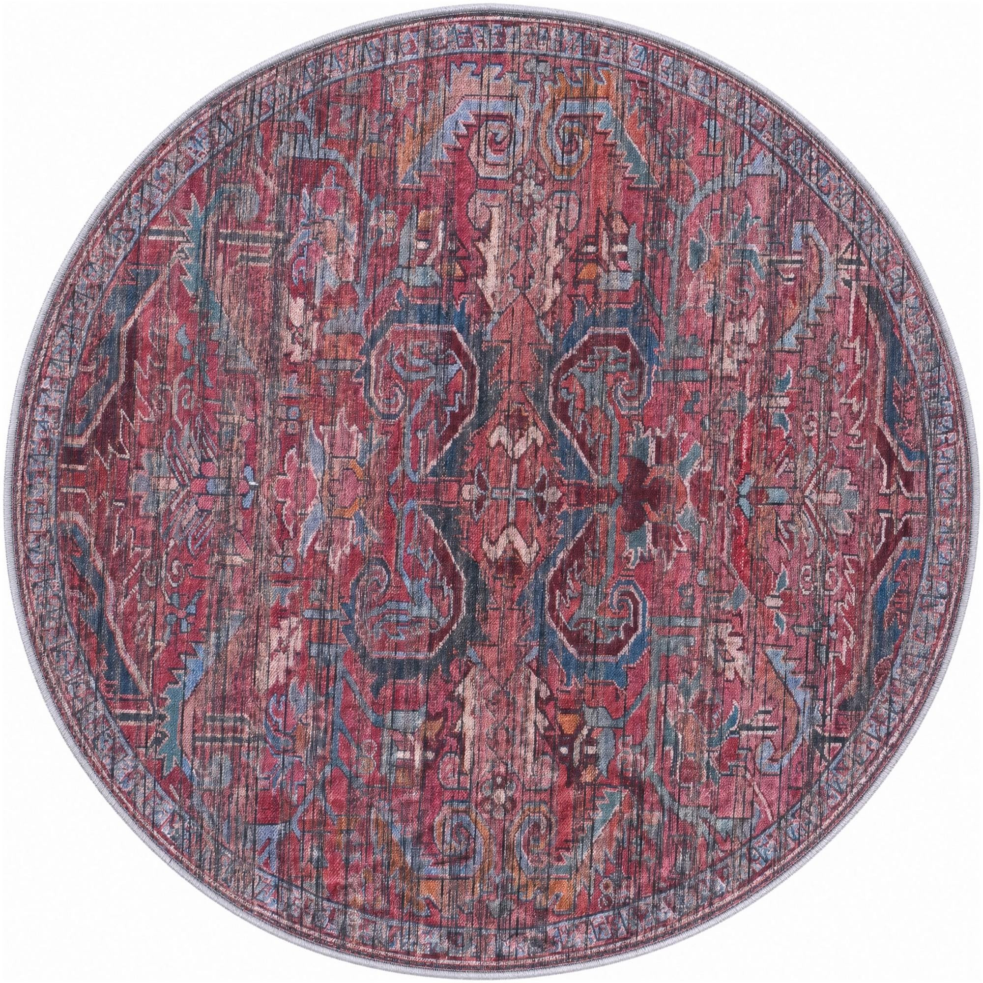 4' x 4' Alcove · Medallion rug, rust and blue