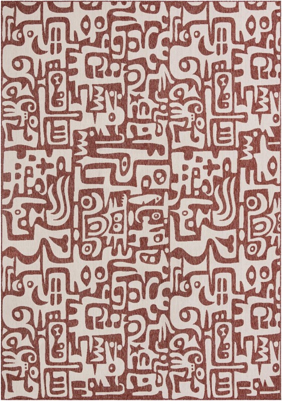10' x 14' Hungerford · Abstract Outdoor Rug, rust red