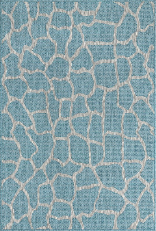 4' x 6' Stillwater · Animal print Outdoor Rug, aqua