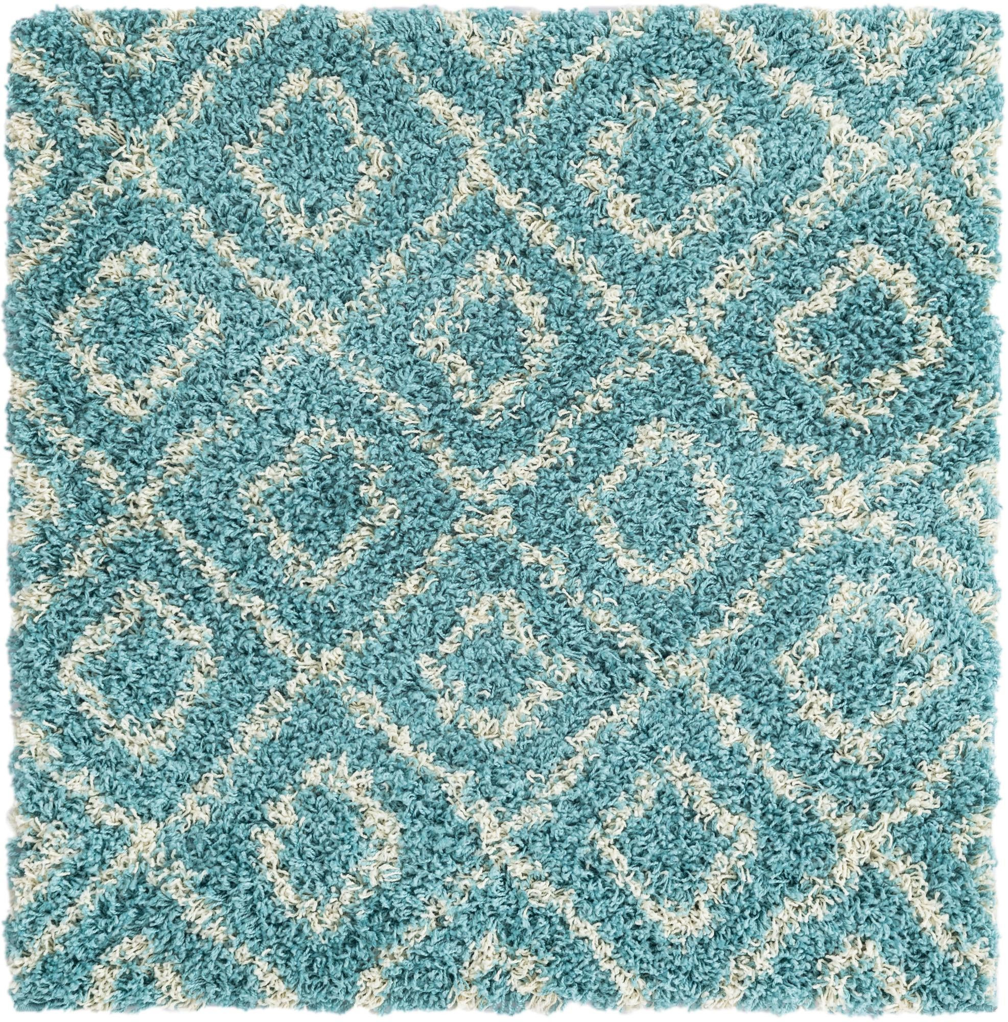 3' 3 x 3' 3 Brock · Diamond Shag Rug, aqua