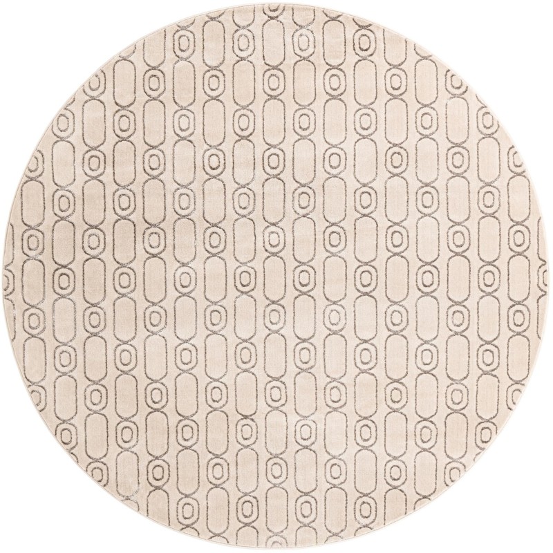 7' 10 x 7' 10 Renwick · Geometric rug, white and silver