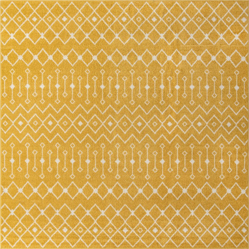 10' x 10' Boswell · Geometric lattice rug, yellow and ivory
