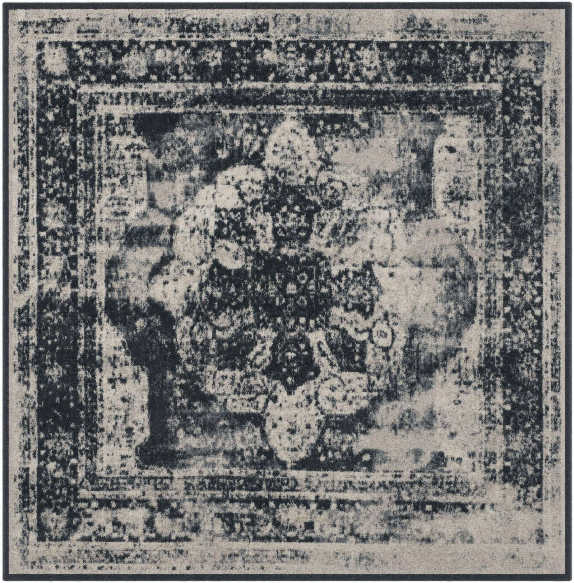 5' x 5' Blakemore · Distressed medallion rug, slate and ivory