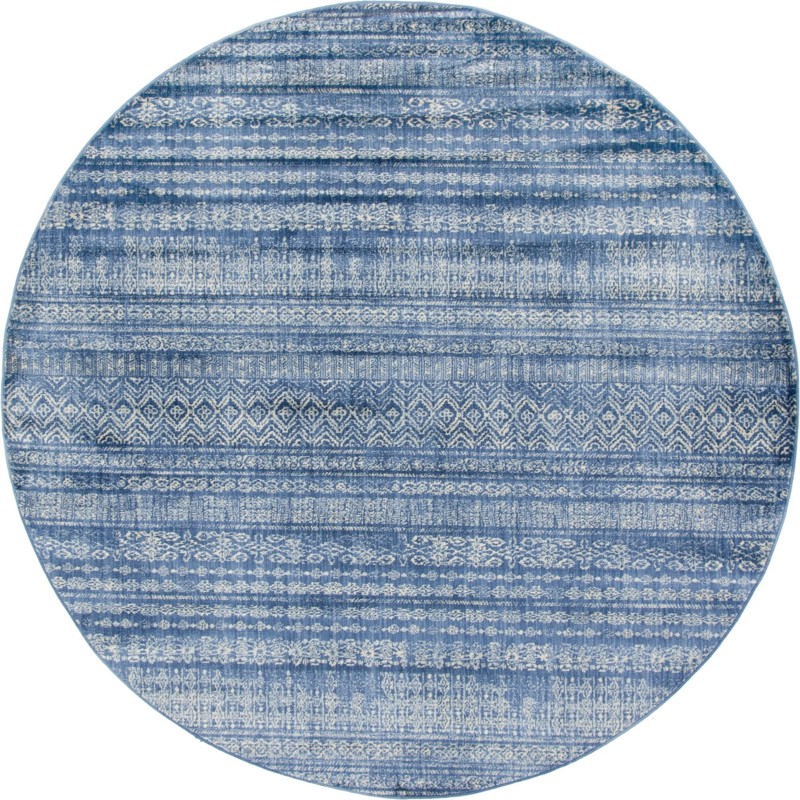 Keswick · Striped diamond rug, blue and ivory