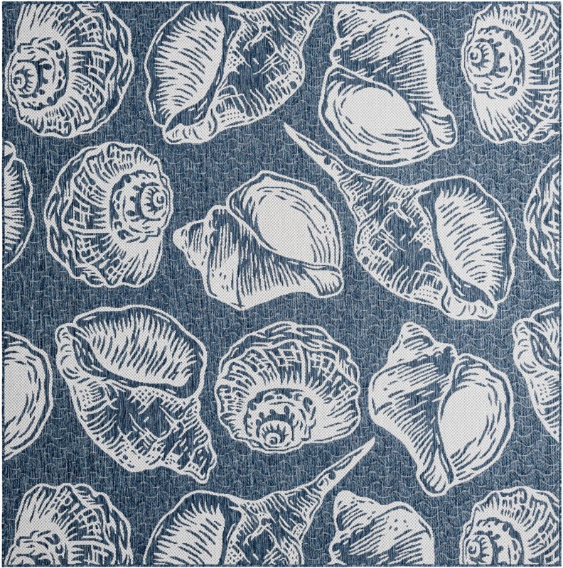 7' 10 x 7' 10 Arcata · Pictoral Outdoor Rug, navy blue and ivory