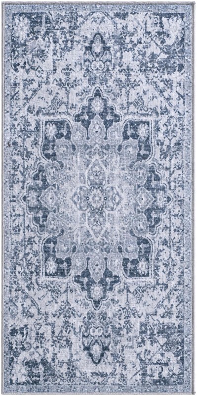 2' x 4' Rideout · Distressed medallion rug, gray and ivory
