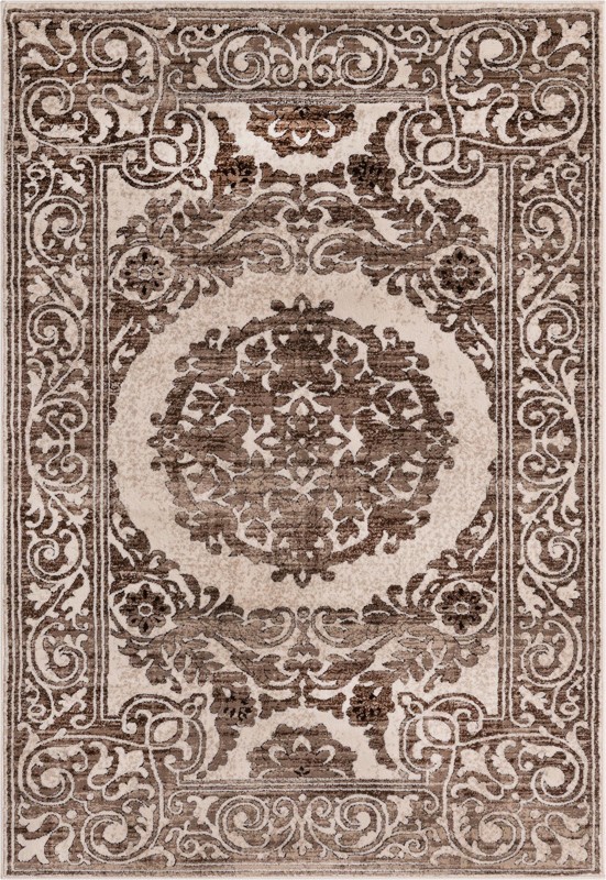 3' 3 x 5' 3 Thistle · Medallion rug, chocolate brown and beige