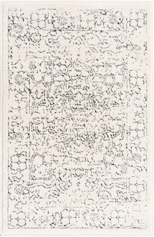 2' x 3' Taos · Botanical border rug, white and black