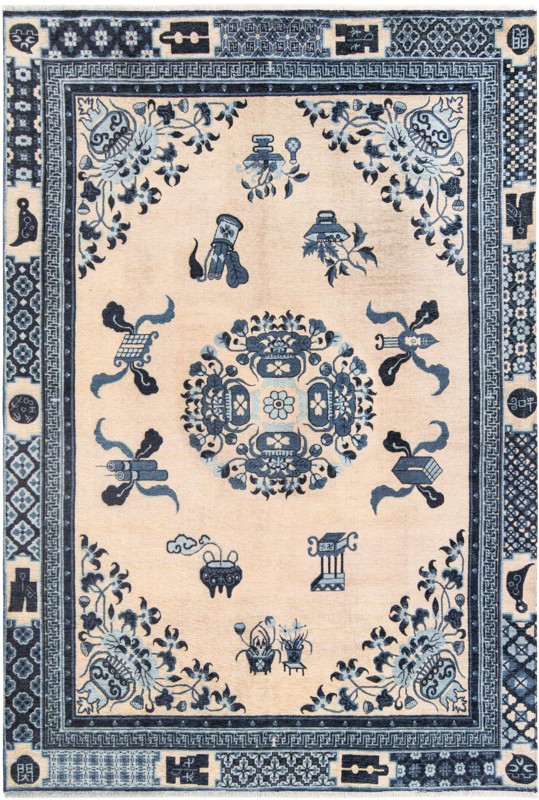 Colden · Border rug, ivory and blue