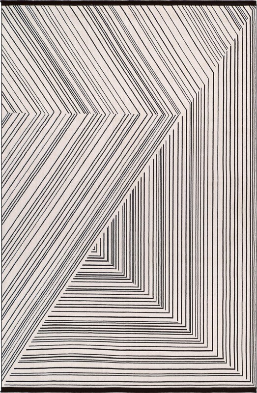 6' 1 x 9' Shrewsbury · Geometric line rug, black and white