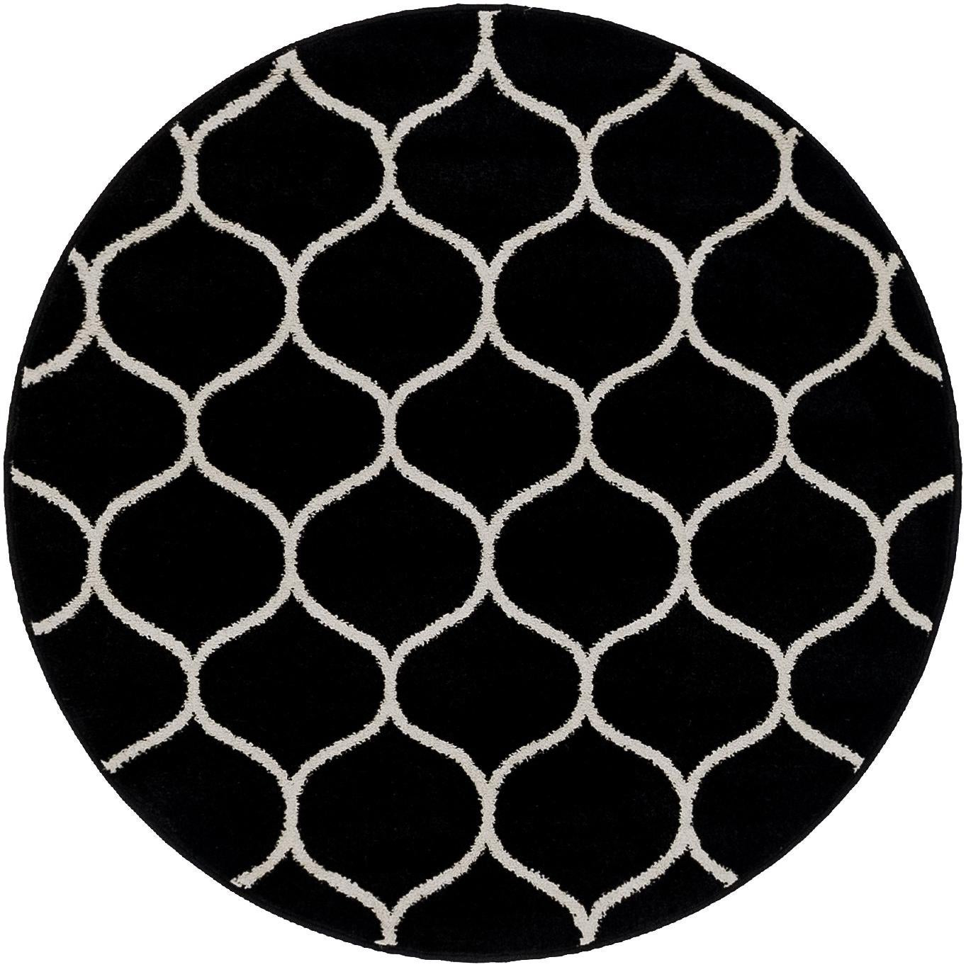 4' x 4' Ingram · Lattice rug, black and ivory