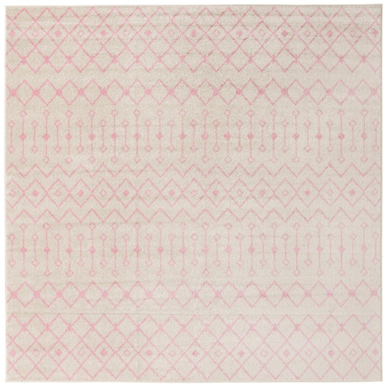 10' x 10' Boswell · Geometric trellis rug, pink and ivory
