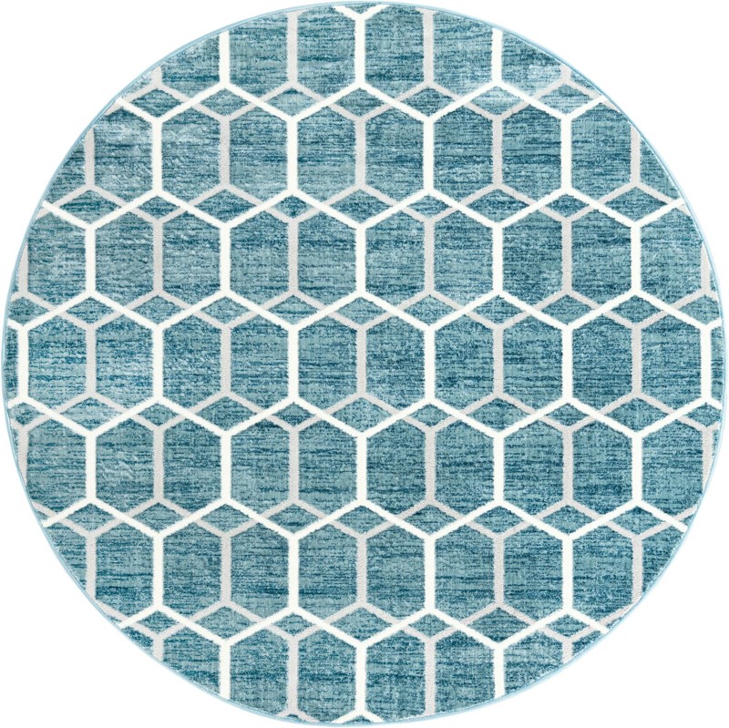 7' x 7' Babcock · Geometric rug, blue