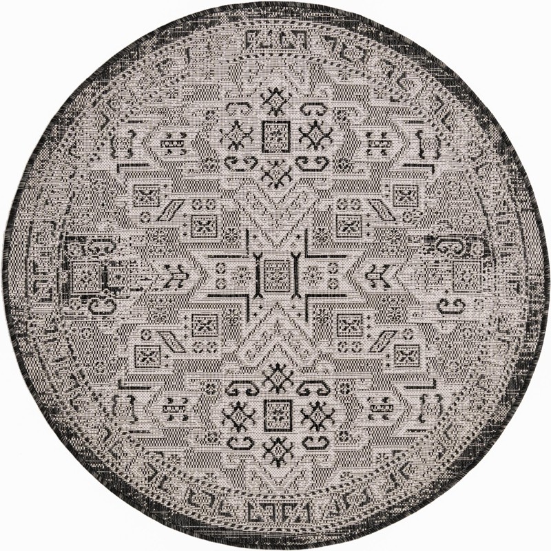 Estuary · Border Outdoor Rug, charcoal gray