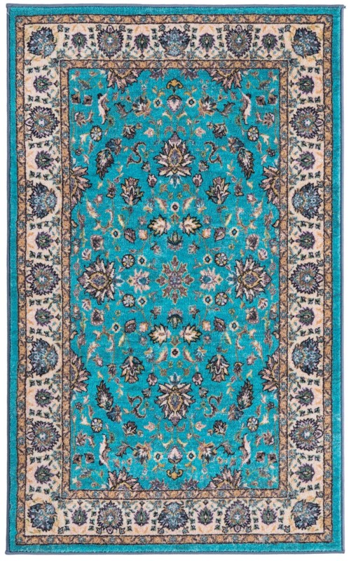 3' 3 x 5' 3 Bluebell · Persian floral rug, aqua and beige