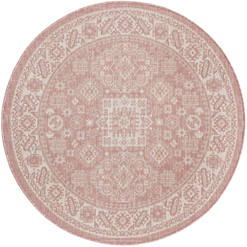 4' x 4' Bellamy · Border Outdoor Rug, pink