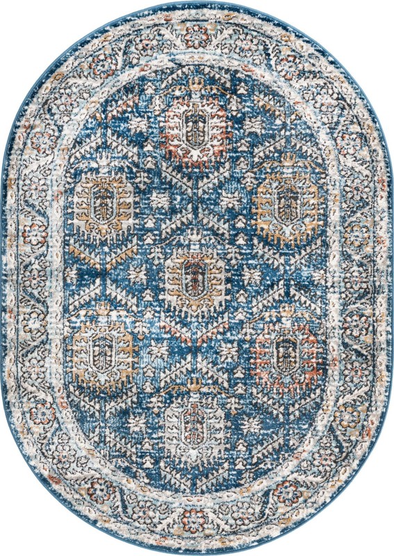4' x 6' Bozeman · Border rug, blue