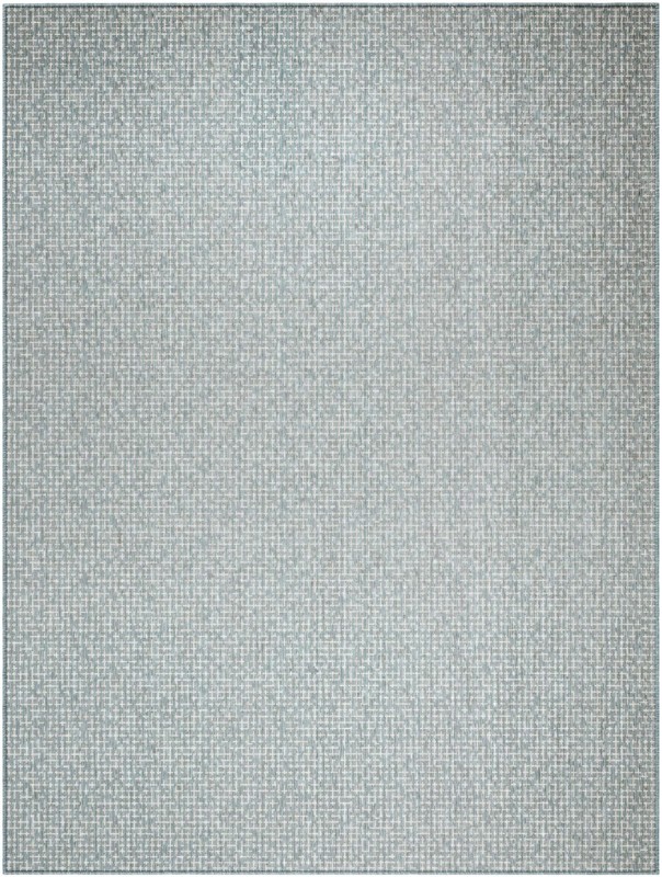 9' x 12' Loam · Grid Outdoor Rug, teal and cream