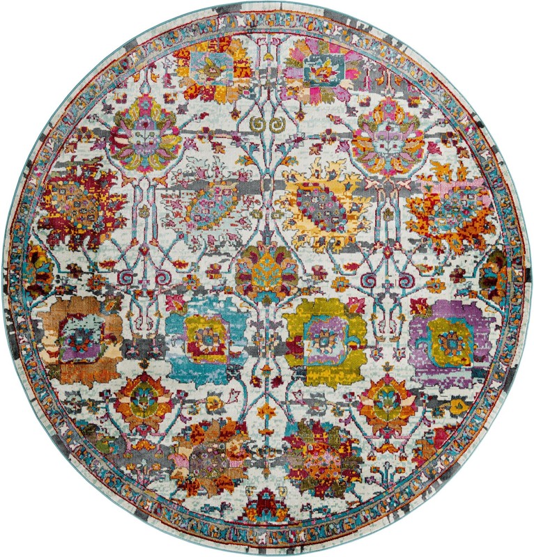 5' 5 x 5' 5 Tansy · Distressed floral medallion rug, multicolor
