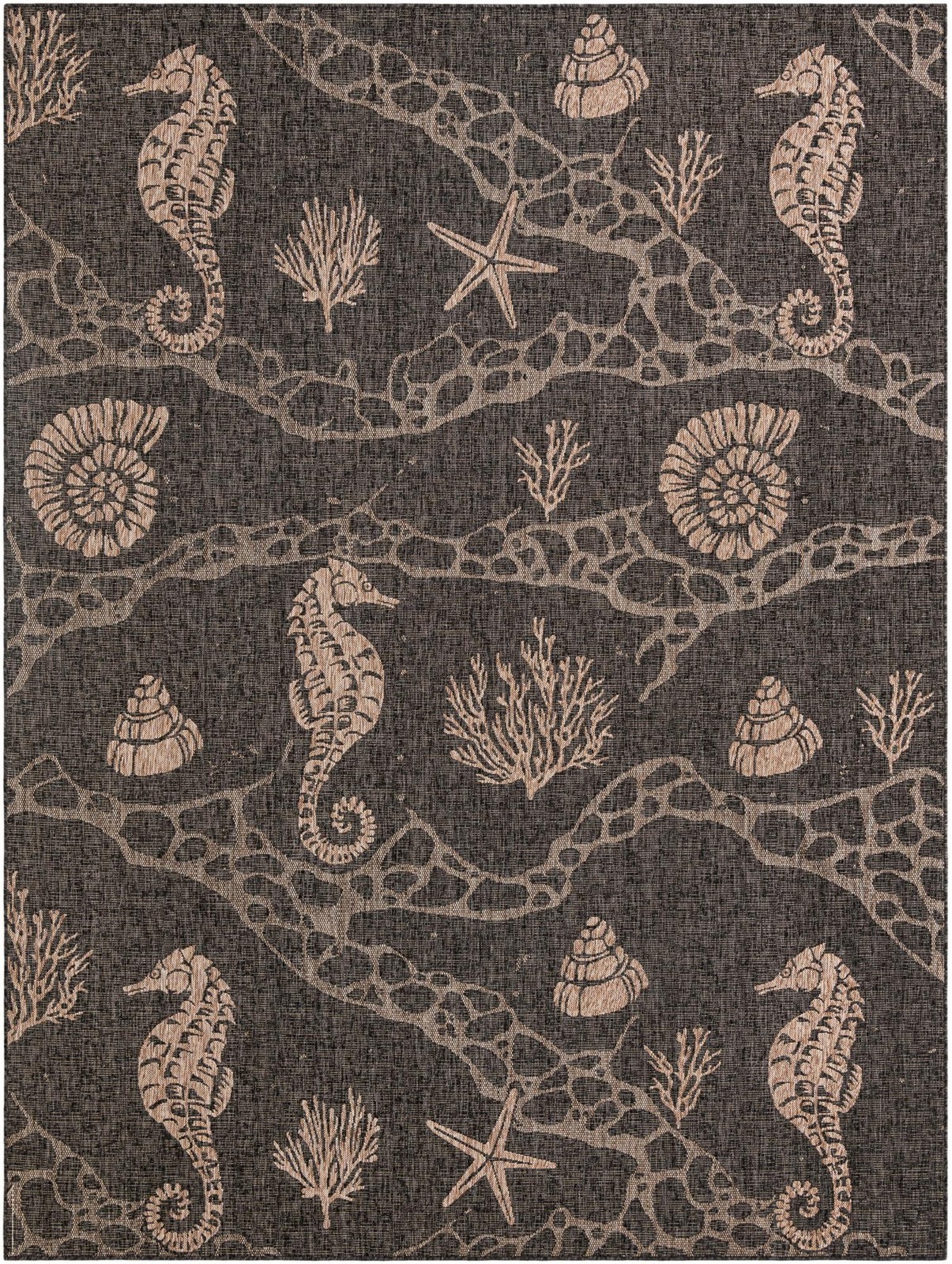 9' x 12' Daly · Pictoral Outdoor Rug, black