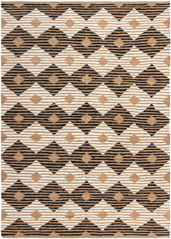 10' x 13' 11 Fenwick · Geometric diamond Chindi Rug, black and natural