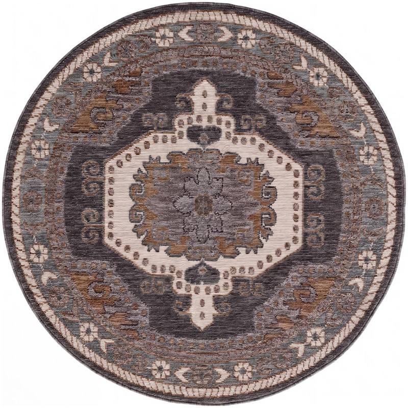 Haskell · Medallion rug, blue and beige