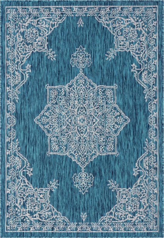 4' x 6' Rhys · Border Outdoor Rug, teal