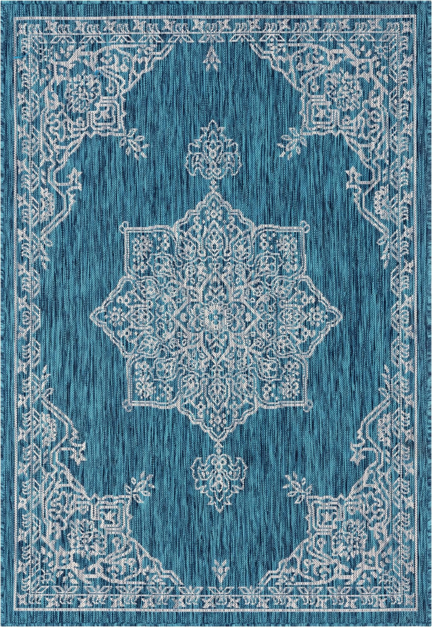 4' x 6' Rhys · Border Outdoor Rug, teal